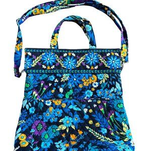 Vera Bradley Blue and Black Floral Tote w detachable strap and Magnetic closure